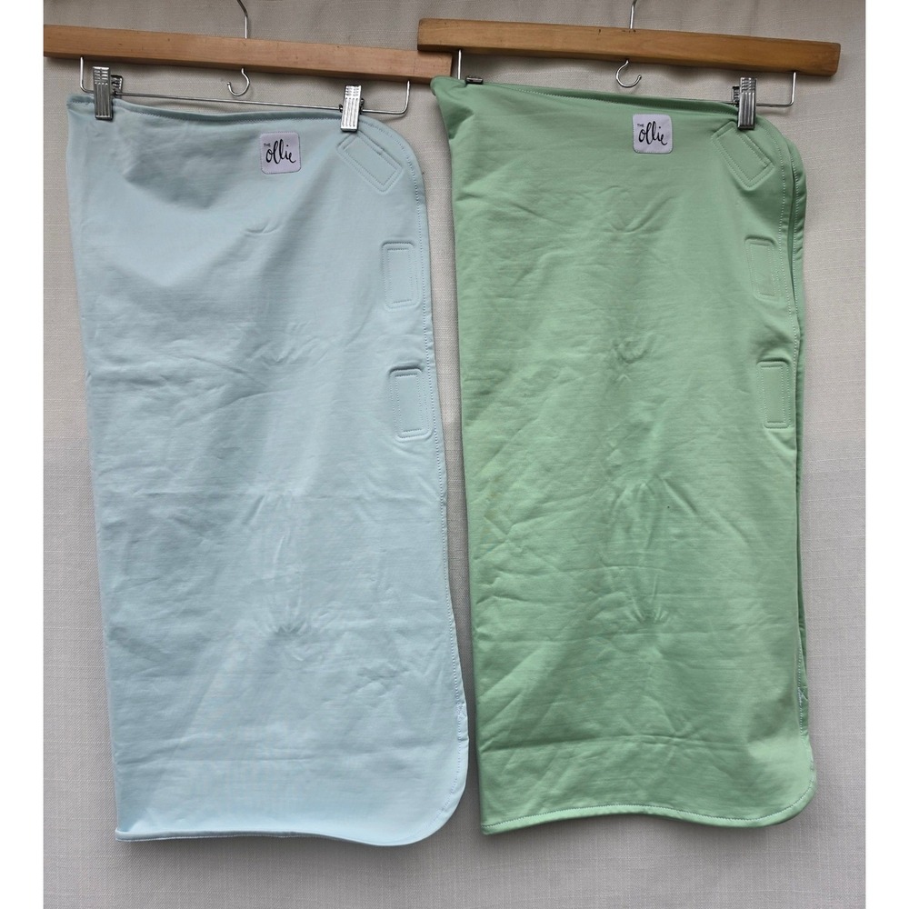The Ollie Swaddle Set of 2 Sky Blue and Sage Green Adjustable Infant Swaddles